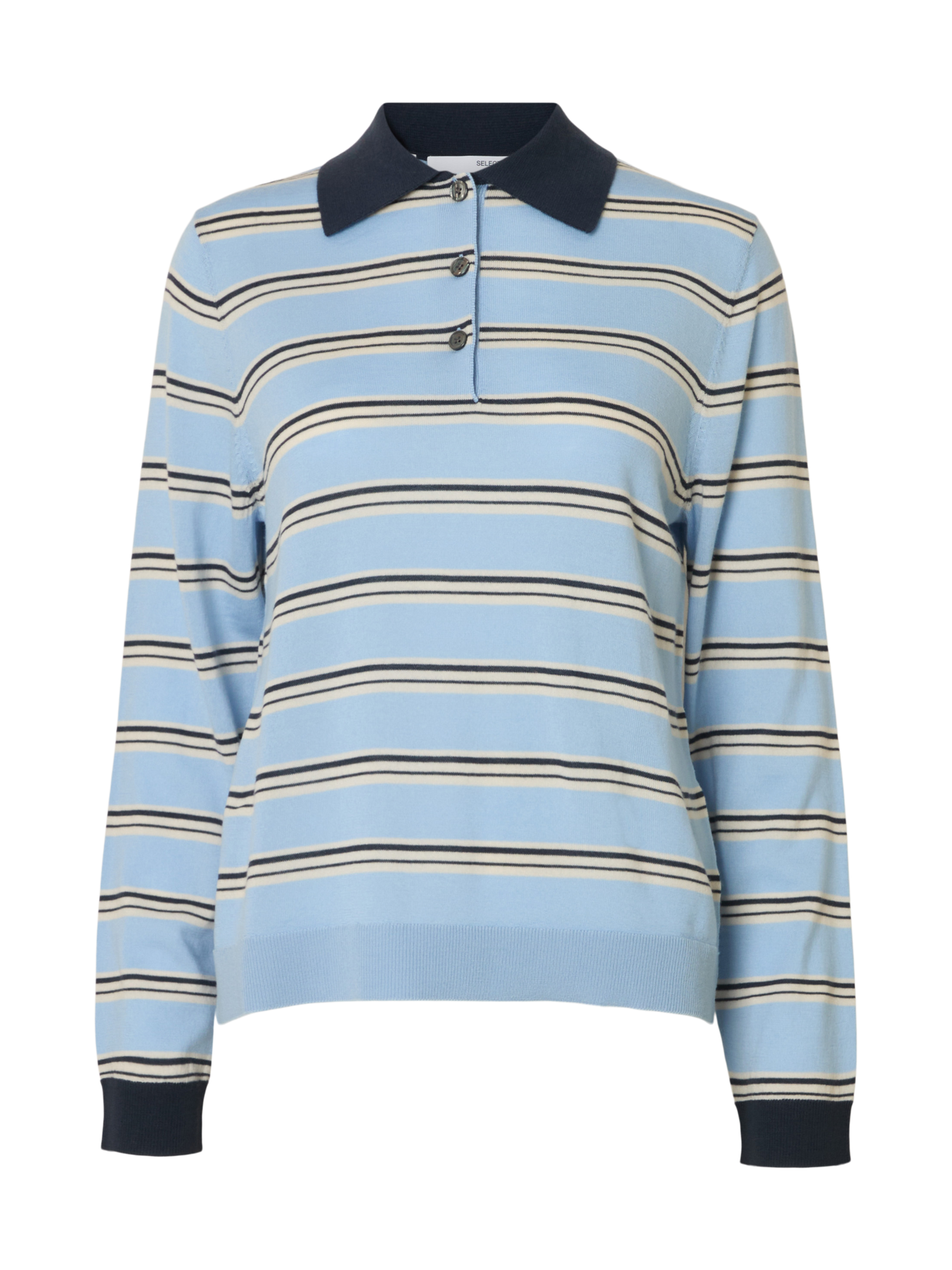 Thea Ls Knit Merino Collar Neck - Cerulean Birch + Outer Space