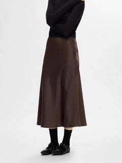 Lena Hw Midi Skirt - Coffee Bean