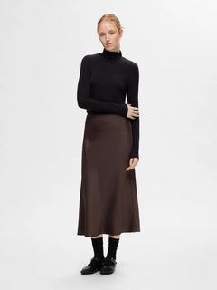Lena Hw Midi Skirt - Coffee Bean