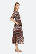 Danae Print Puff Slv Smocked Dress - Red