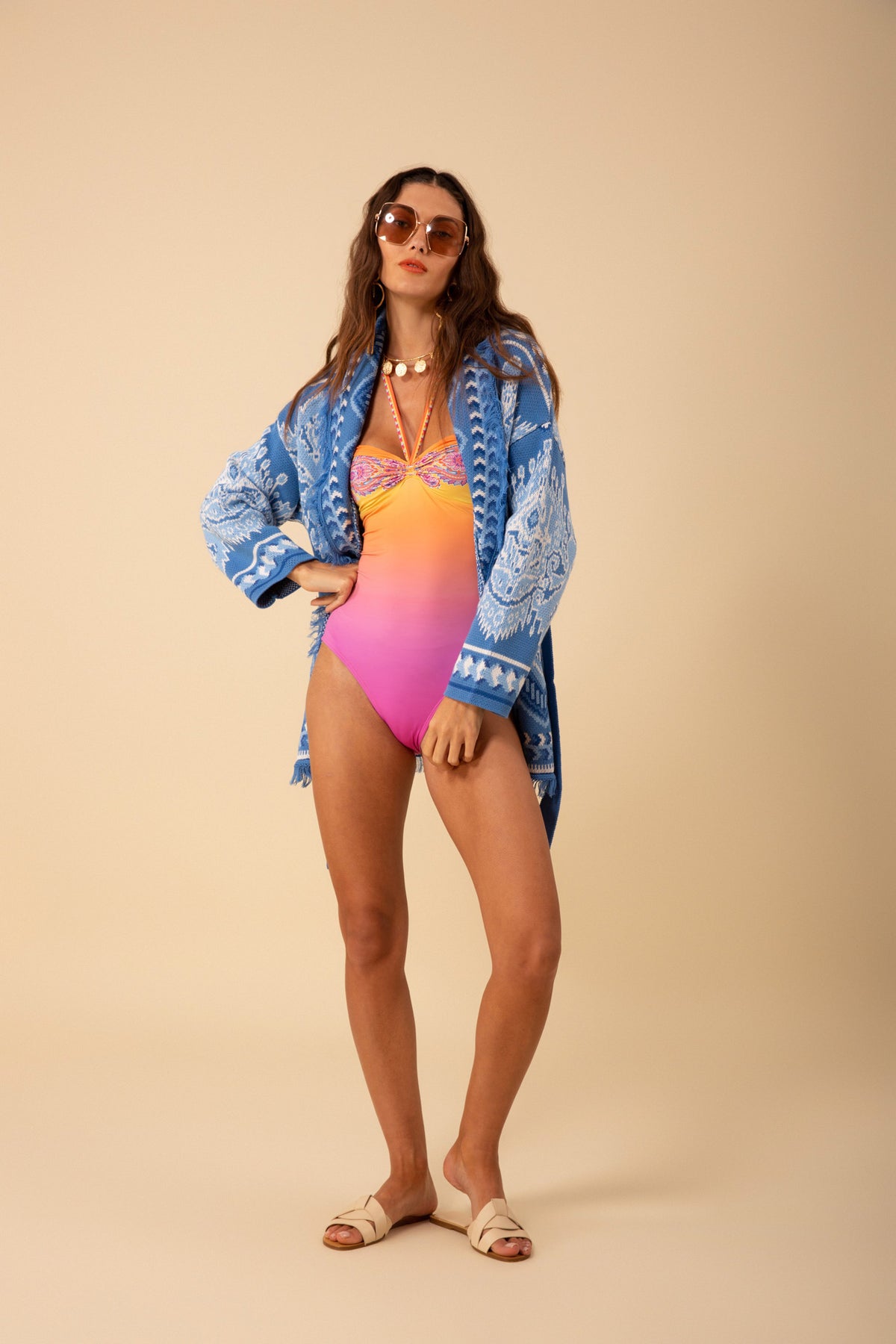 Kennedy Knit Cotton Jacket - Blue