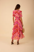 Caroline Dress Tiered Skirt - Pink