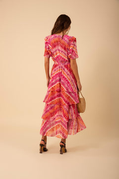 Caroline Dress Tiered Skirt - Pink