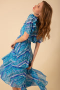 Caroline Dress Tiered Skirt - Teal