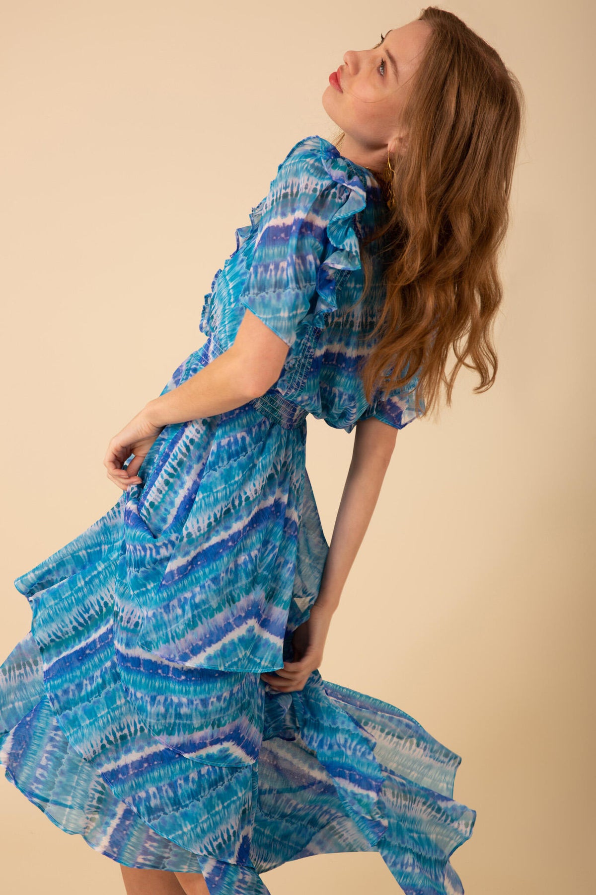 Caroline Dress Tiered Skirt - Teal