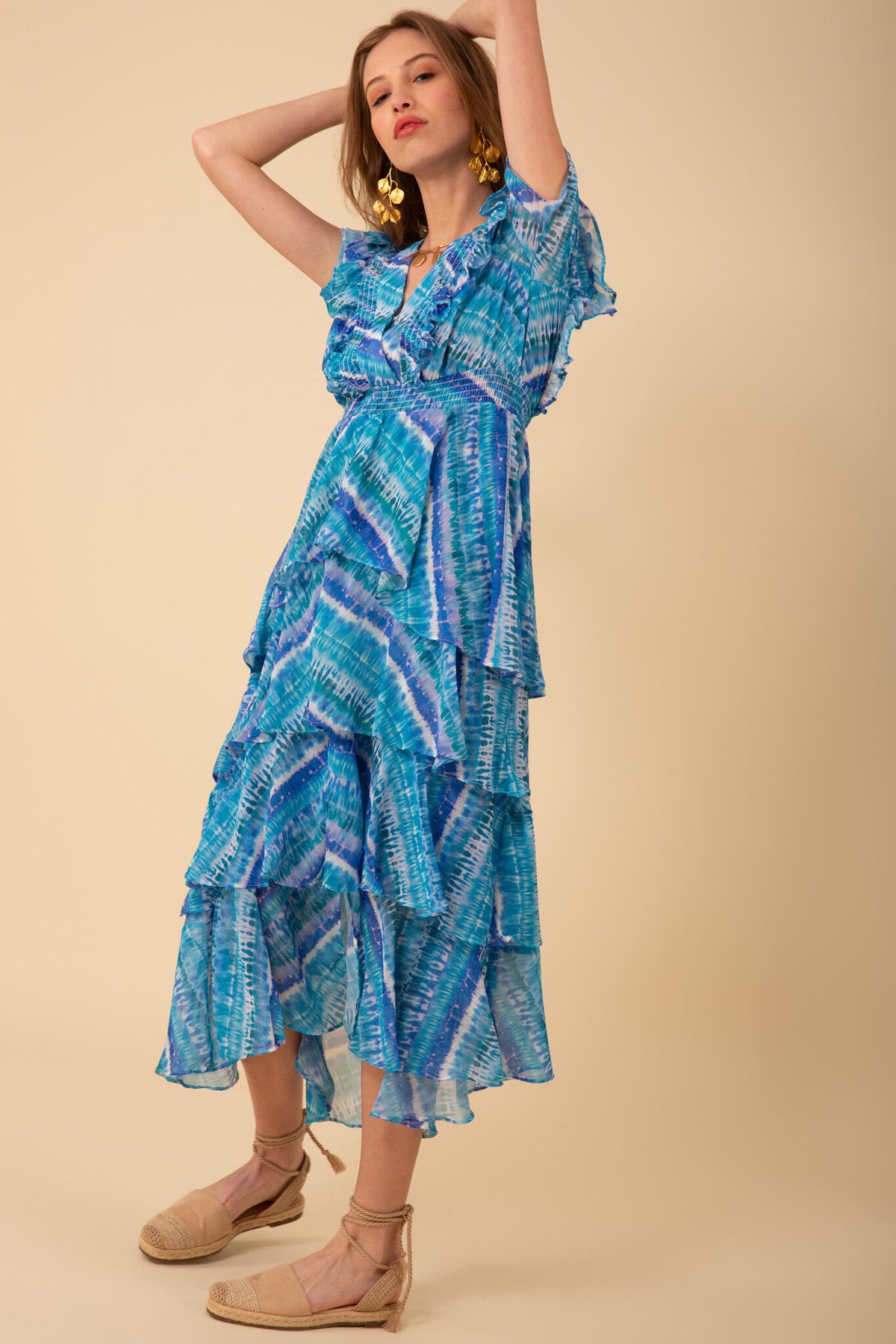 Caroline Dress Tiered Skirt - Teal