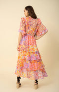 Peyton Dress W Tiered Skirt - Coral
