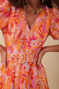 Mary Linen Dress W Belt - Pink