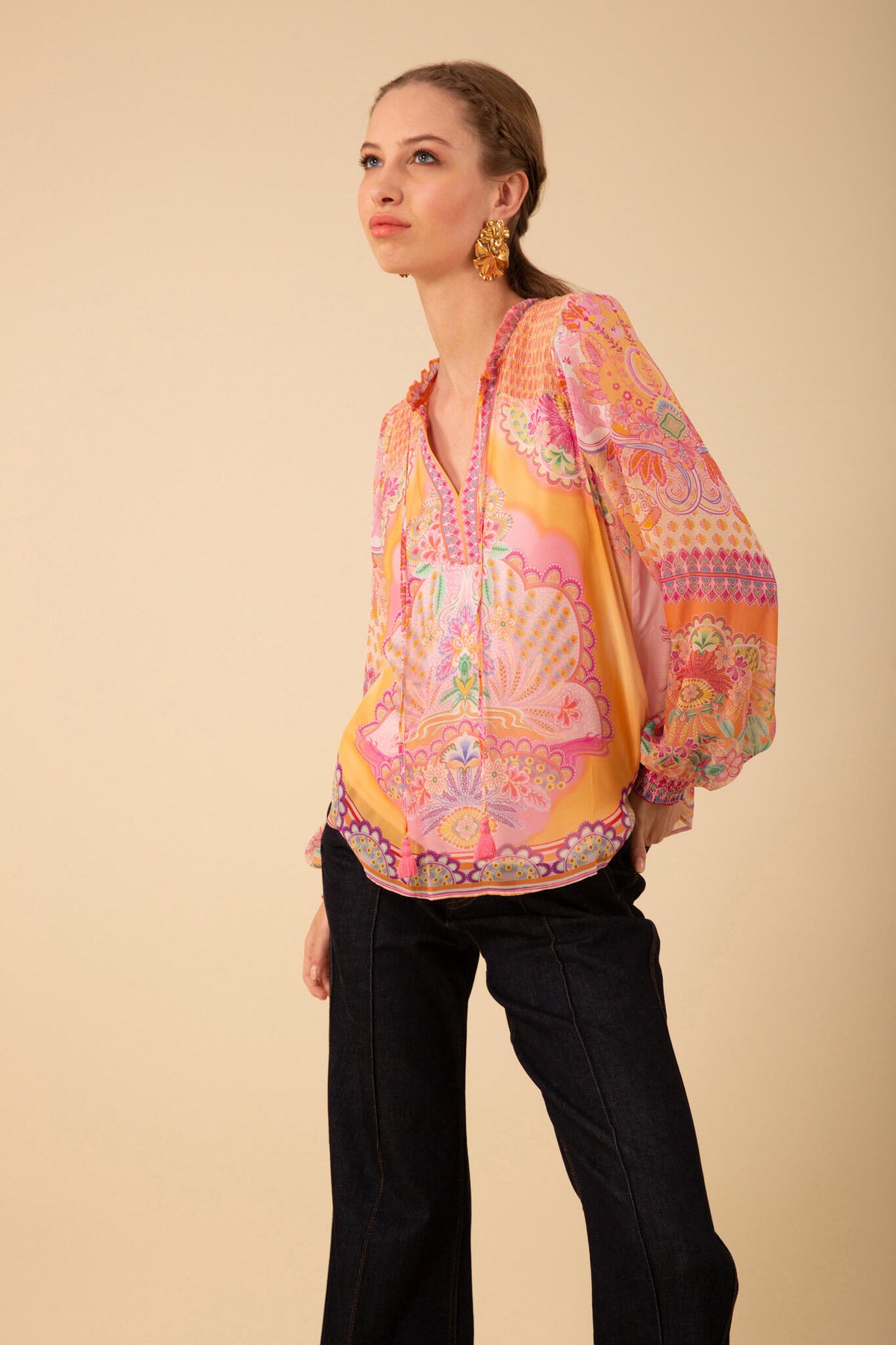 Lucia Blouse Silk Viscose - Orange