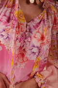 Arianna Top Print Silk-Cotton - Pink