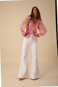 Arianna Top Print Silk-Cotton - Pink