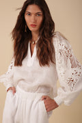Reese Solid Linen Top - White