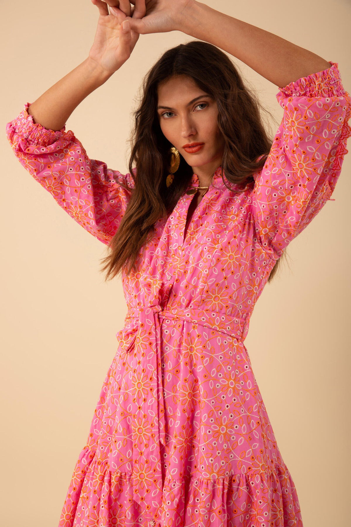 Valerie Dress Eyelet - Pink