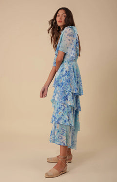 Freya Dress W Tiered Dress - Blue