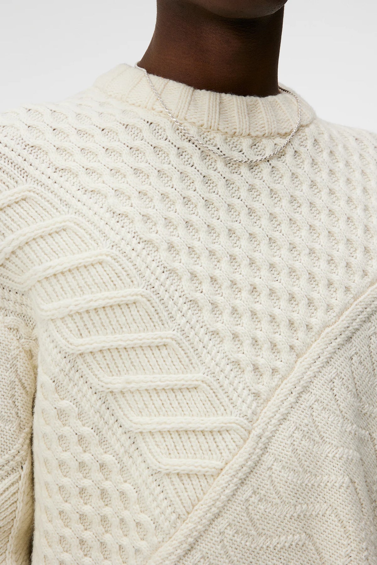 Savio Cable Knit Mock Neck - Cloud White