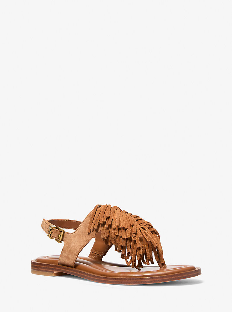 Indra Fringed Suede Sandal - Brun