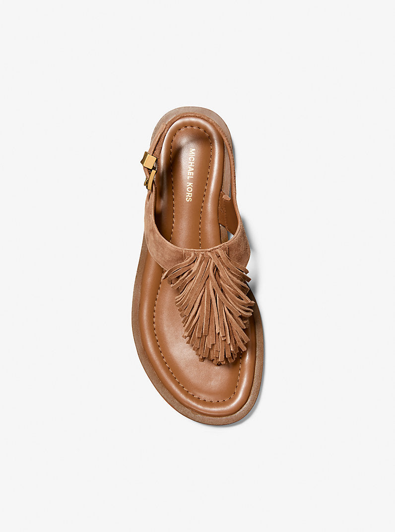 Indra Fringed Suede Sandal - Brun