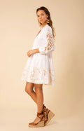 Aubree Dress W Embrodery - Ivory