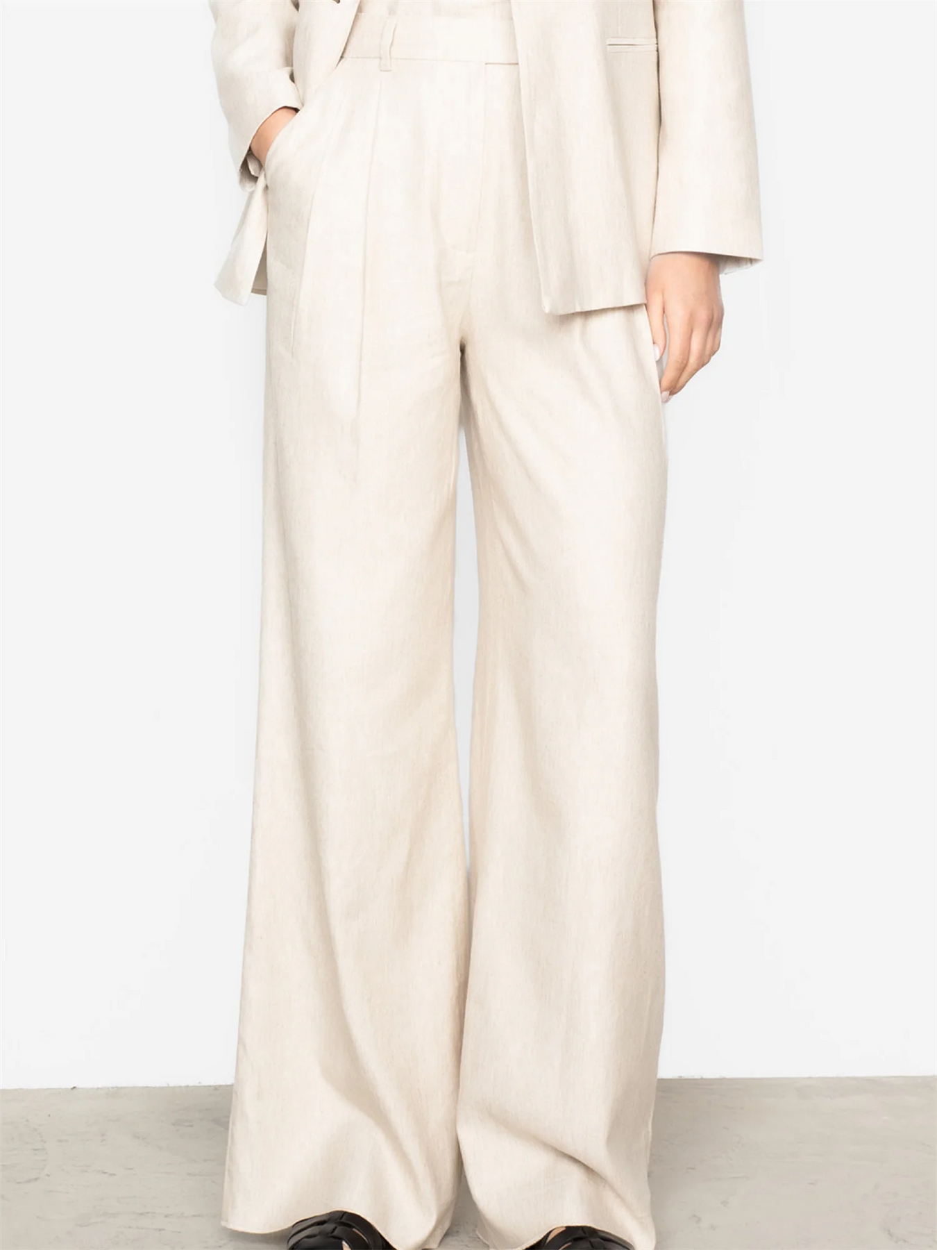Ava Trouser Linen - Light Sand Melange