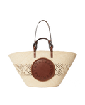 Logo Raffia Crochet Large Tote Bag - Natural/Tan