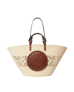Logo Raffia Crochet Large Tote Bag - Natural/Tan