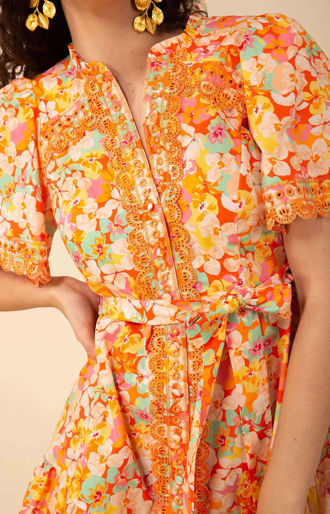 Mariana Poplin Dress - Orange