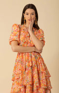 Lainey Dress W Tiered Skirt - Orange