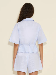 Edgar Cropped Shirt - Lt. Blue Mix