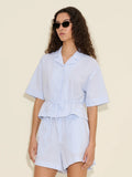 Edgar Cropped Shirt - Lt. Blue Mix