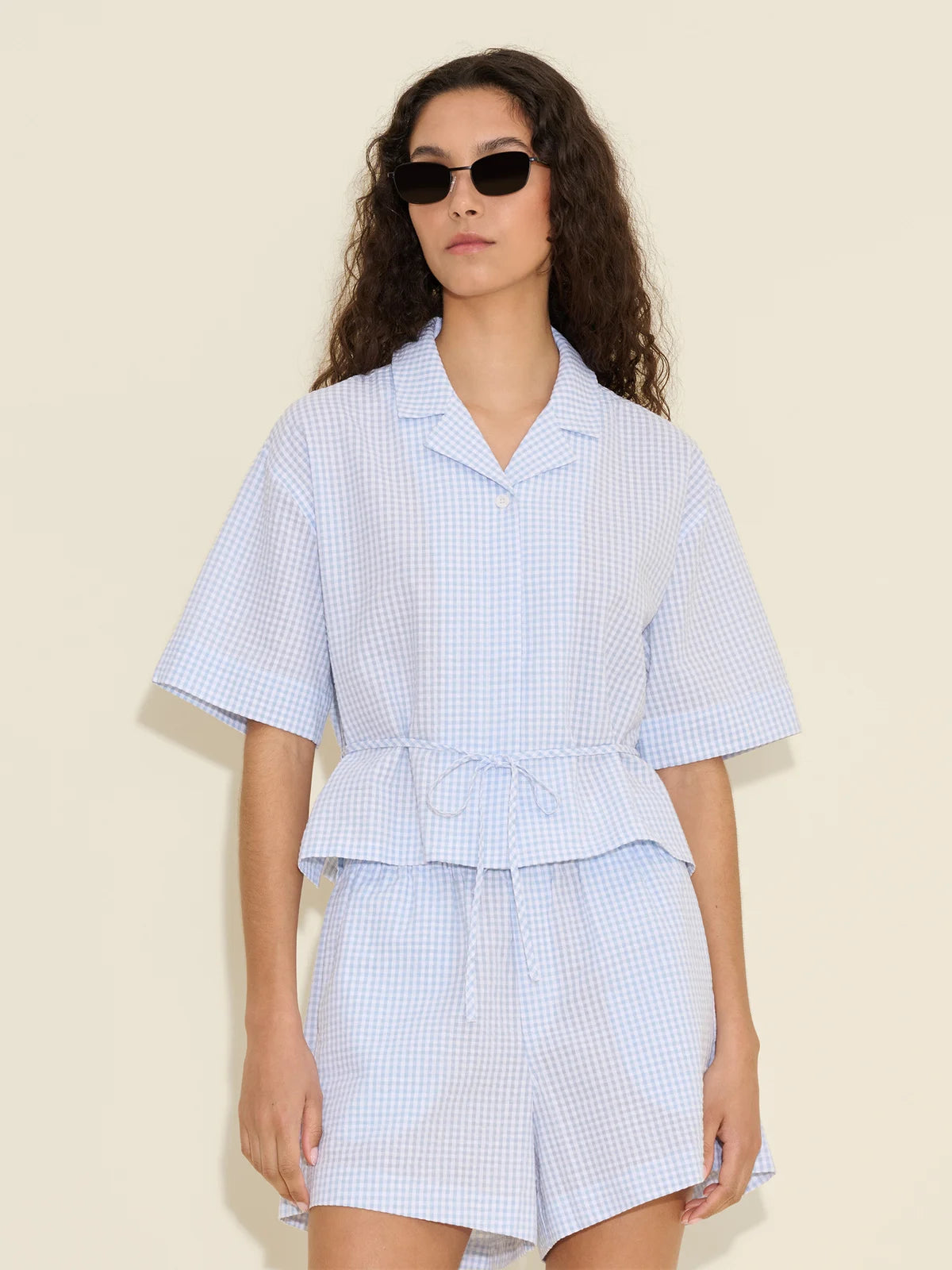 Edgar Cropped Shirt - Lt. Blue Mix