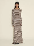 Rib Stripe Dress - Brown Mix