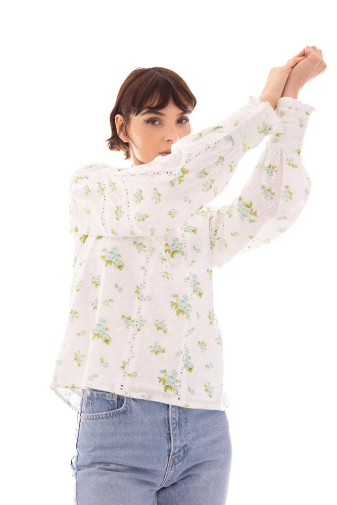 Miriam Blouse - Mint Rose Print
