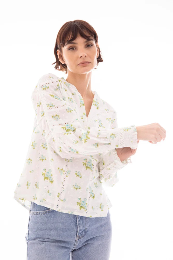 Miriam Blouse - Mint Rose Print