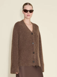 Fure Fluffy Cardigan - Dark Brown