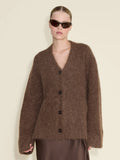 Fure Fluffy Cardigan - Dark Brown