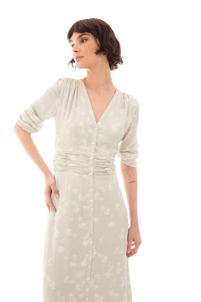 Emma Dress - Mint Leaf Print