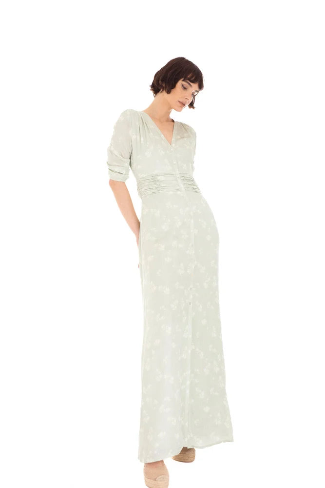 Emma Dress - Mint Leaf Print