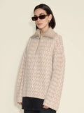 Cass Monogram Half Zip - Beige Mix