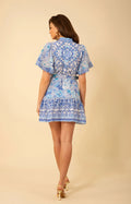 Maggie Short Linen Dress - Blue