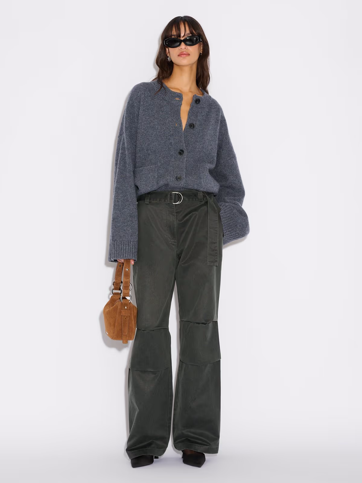 W. Wool Wide Cardigan - Blå