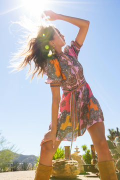 Elianna Dress Short Linen - Pink
