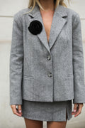Mya Herringbone Blazer - Light Grey