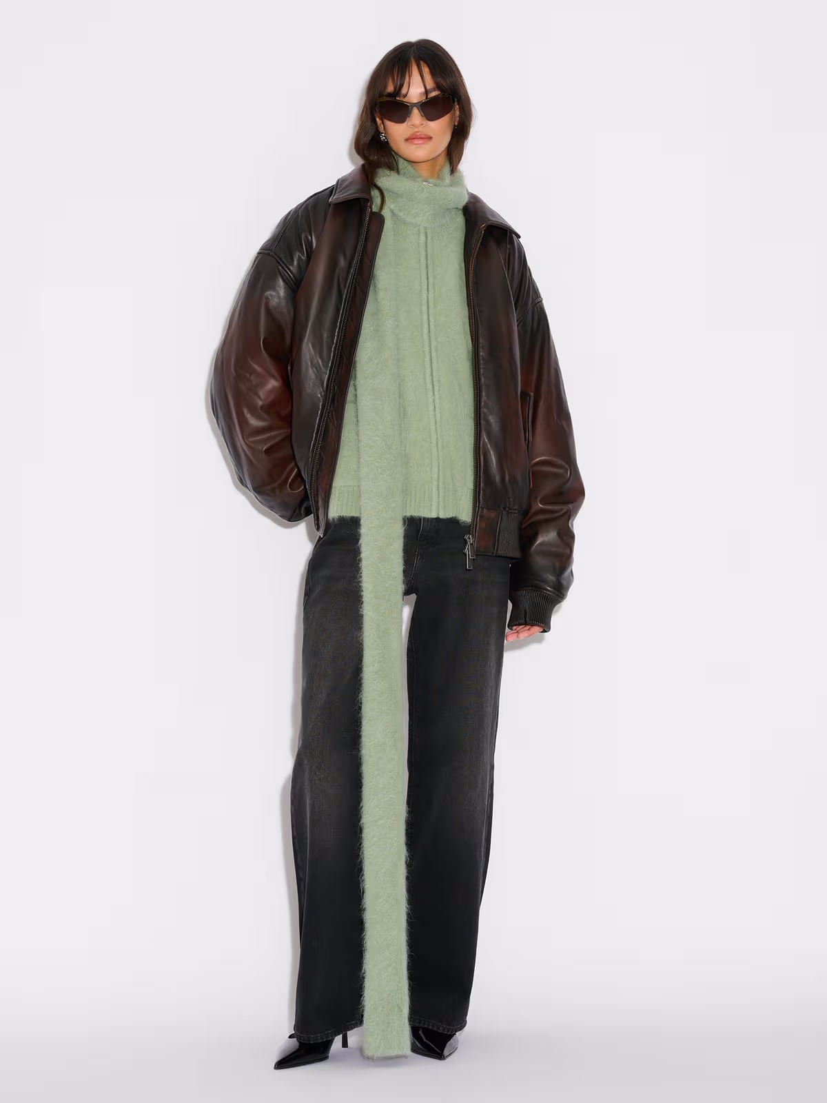 Tine Fluffy Cardigan - Grön