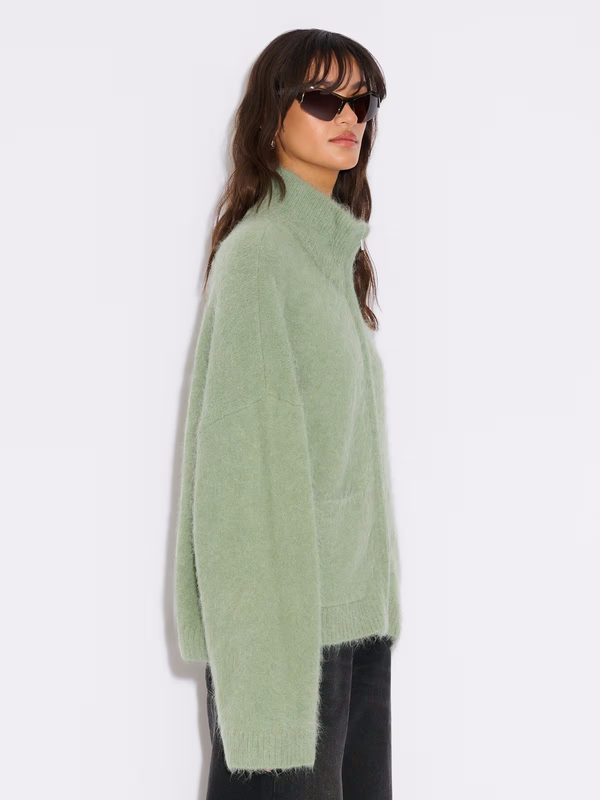 Tine Fluffy Cardigan - Grön