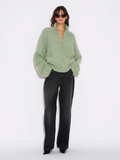 Tine Fluffy Cardigan - Grön