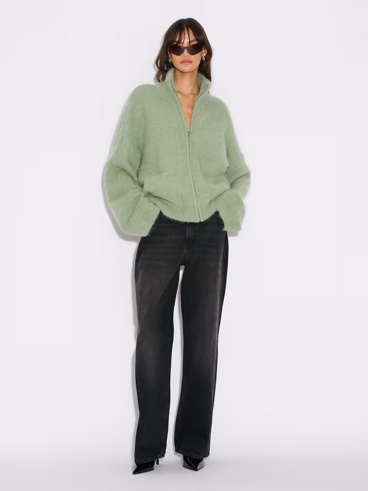 Tine Fluffy Cardigan - Grön