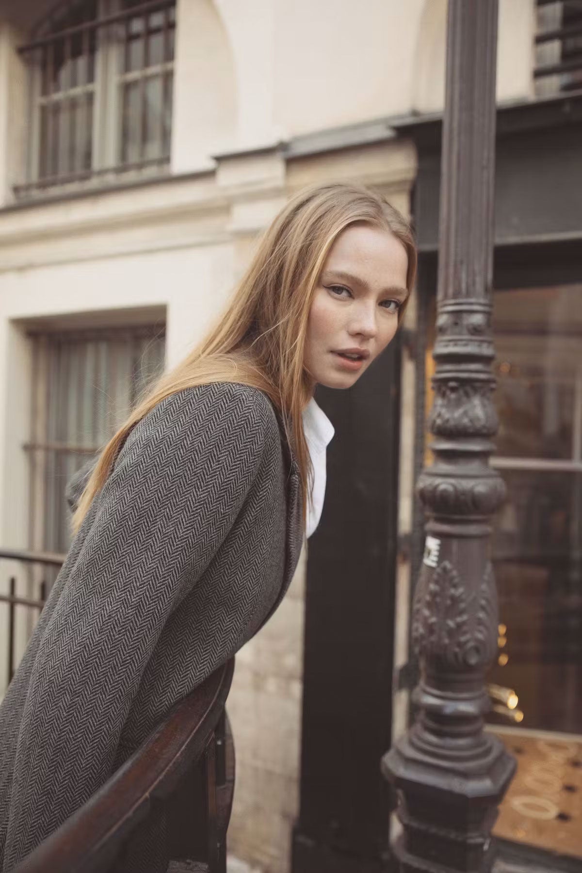 Alessandra Coat - Grey Herringbone