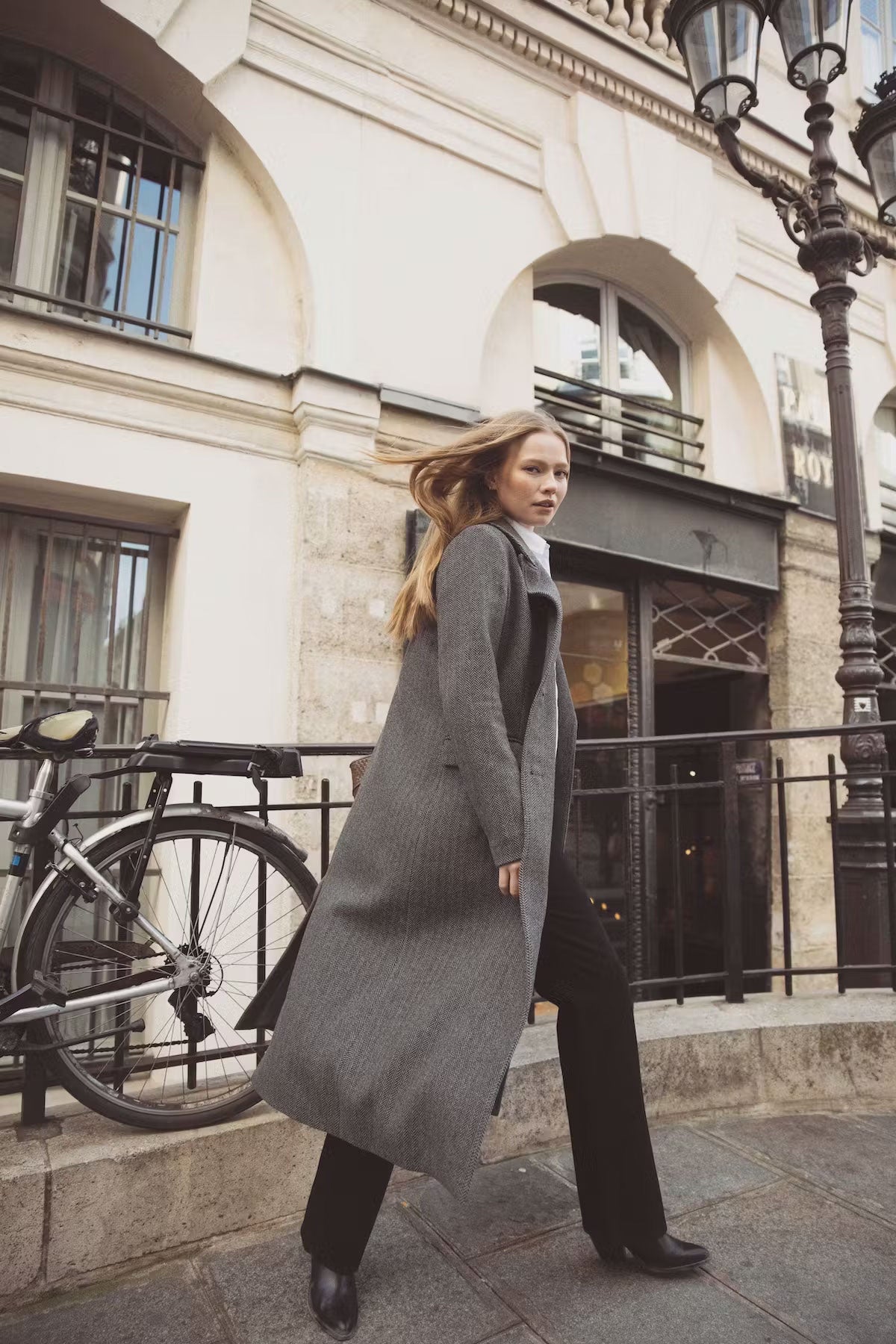 Alessandra Coat - Grey Herringbone