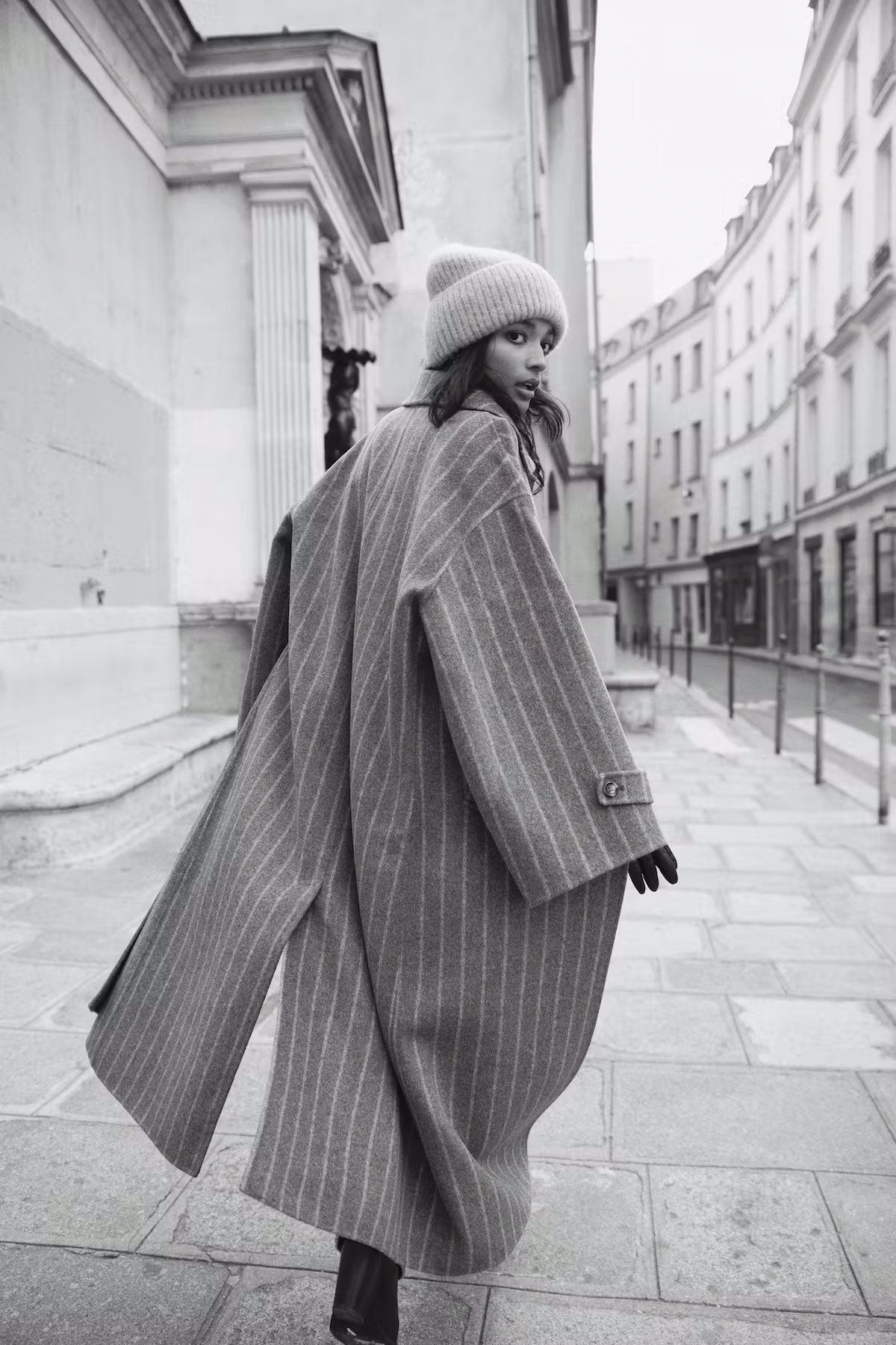 Amelia Coat - Dark Grey Stripe