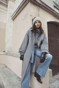 Amelia Coat - Dark Grey Stripe